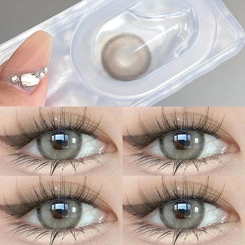 YIMEIXI 2pcs Colored Contacts for Eyes Nature Brown Colorful Eyes Prescription Lenses for Myopia Soft Round Yearly Fast Shipping