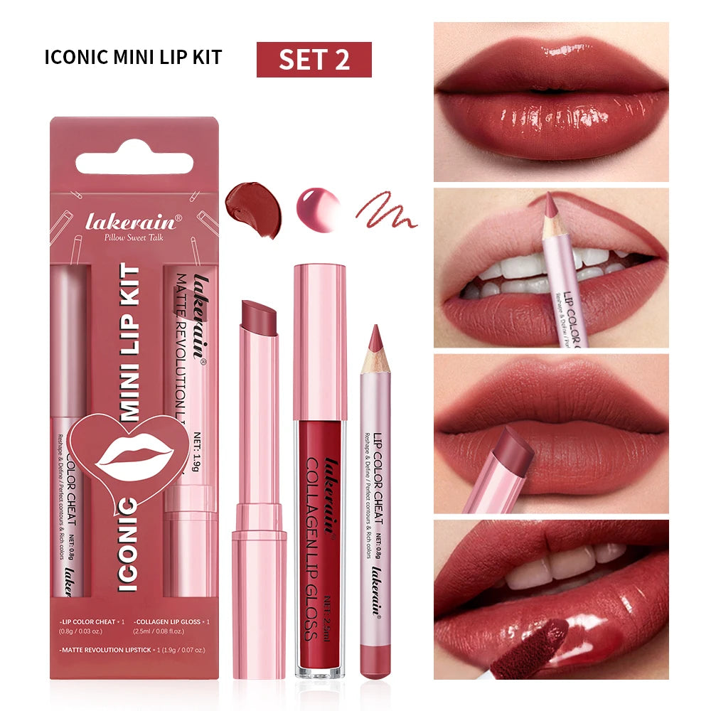 Waterproof Long Lasting Matte Black Lipstick Set Velvet Liquid Lip Gloss Lip Liner Set Red Stain Halloween Goth Makeup