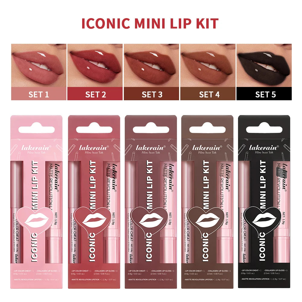 Waterproof Long Lasting Matte Black Lipstick Set Velvet Liquid Lip Gloss Lip Liner Set Red Stain Halloween Goth Makeup