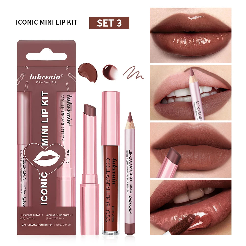 Waterproof Long Lasting Matte Black Lipstick Set Velvet Liquid Lip Gloss Lip Liner Set Red Stain Halloween Goth Makeup