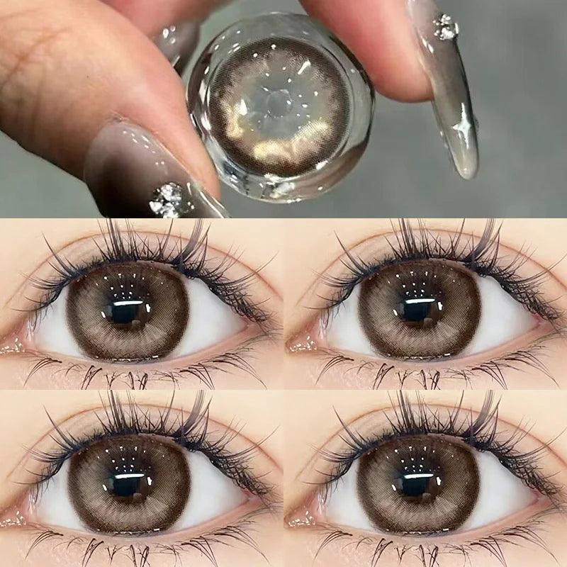 YIMEIXI 2pcs Colored Contacts for Eyes Nature Brown Colorful Eyes Prescription Lenses for Myopia Soft Round Yearly Fast Shipping