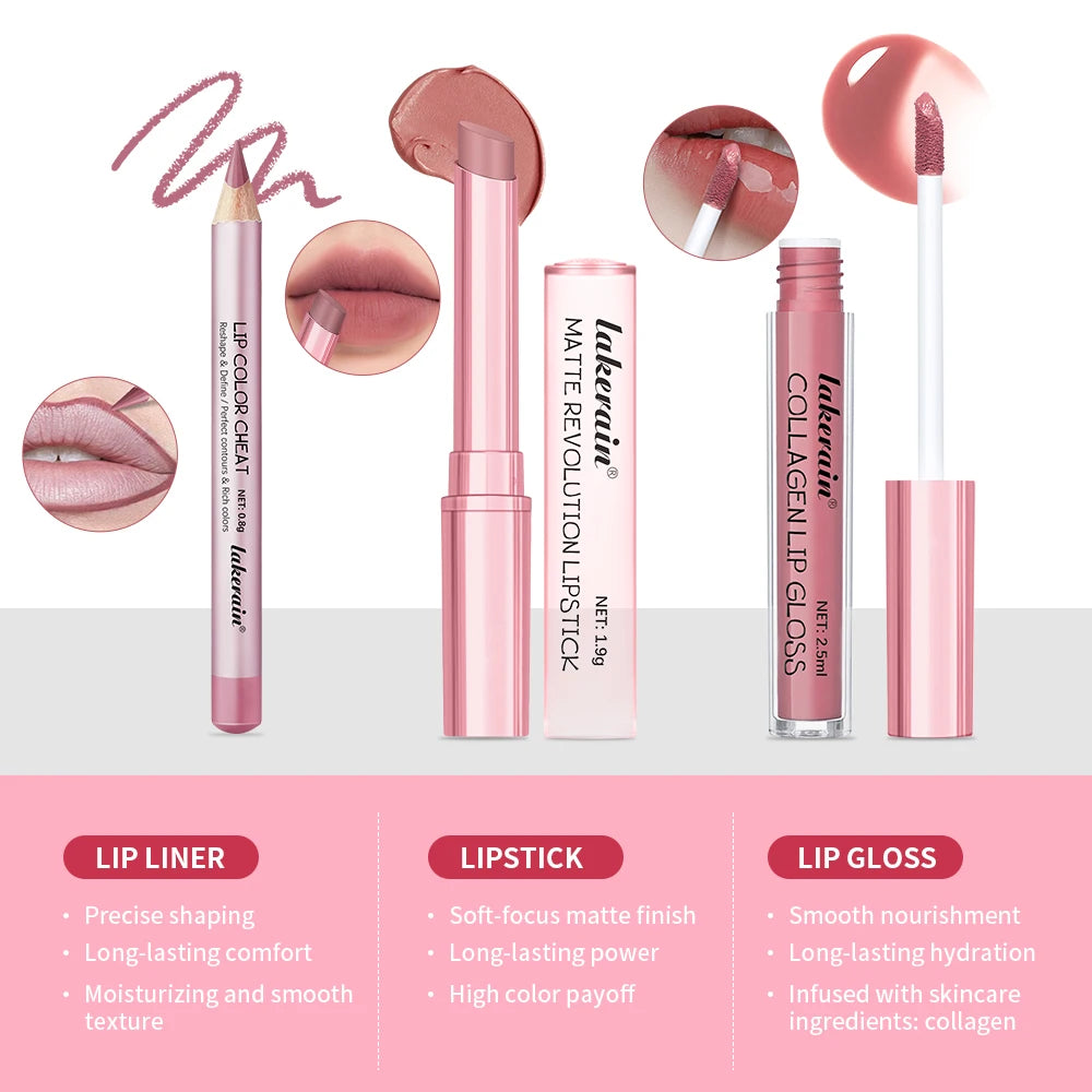 Waterproof Long Lasting Matte Black Lipstick Set Velvet Liquid Lip Gloss Lip Liner Set Red Stain Halloween Goth Makeup
