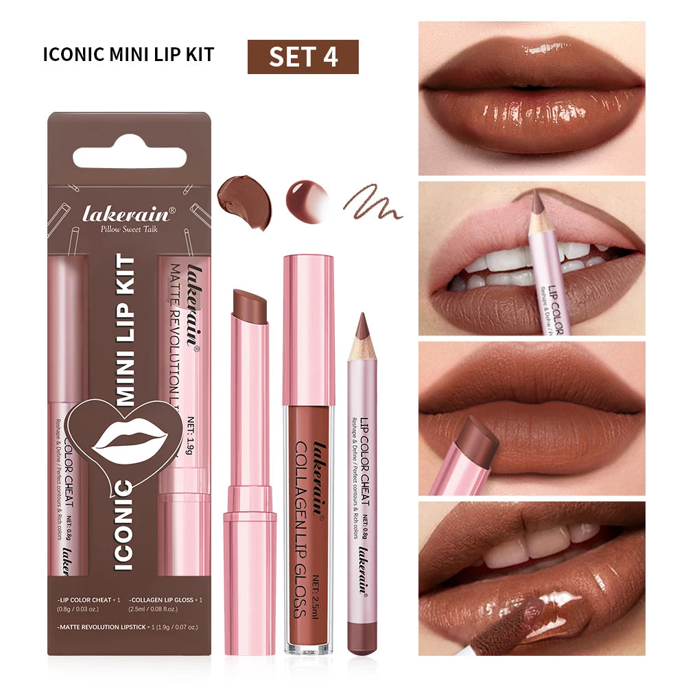 Waterproof Long Lasting Matte Black Lipstick Set Velvet Liquid Lip Gloss Lip Liner Set Red Stain Halloween Goth Makeup