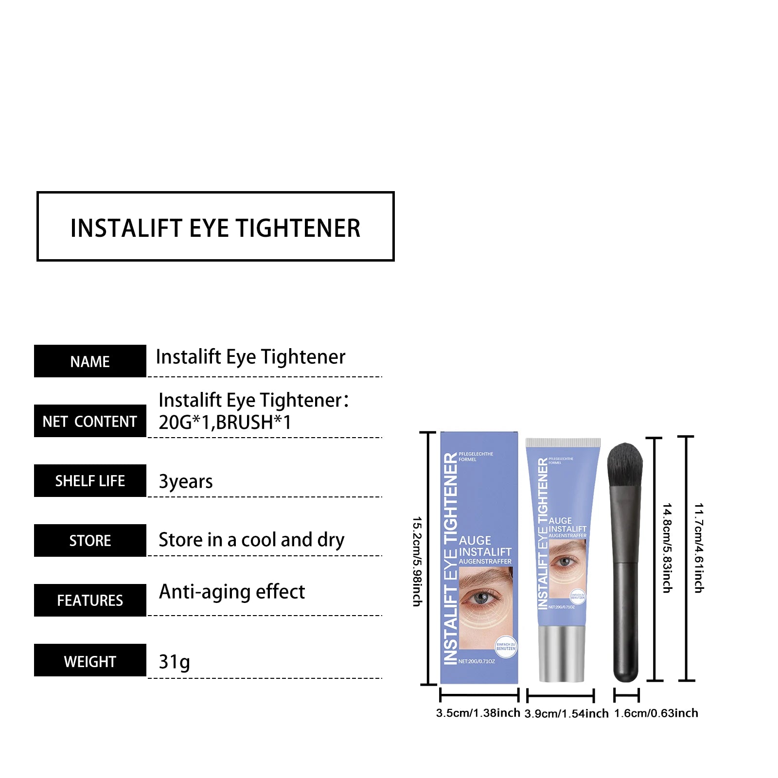 Temporary Tighten Eye Cream for Removal Eye Bags Anti Puffiness Dark Circles Removal Firming Increase Elasticity Massage EyeCare