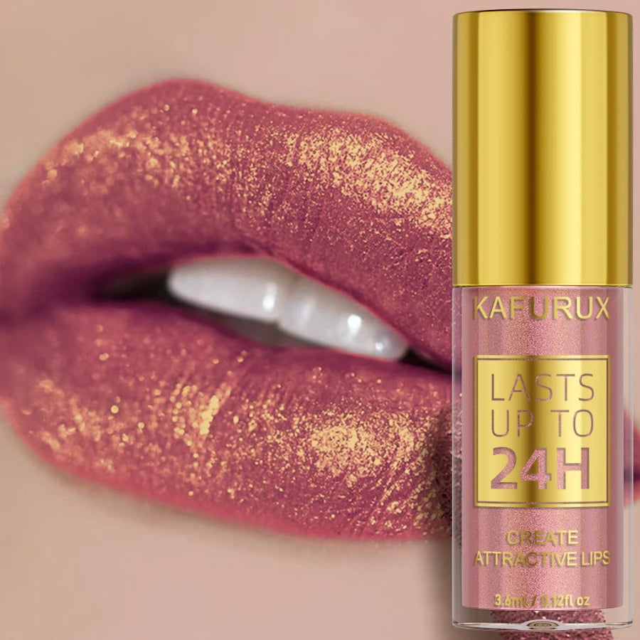 14 Colors Glitter Metallic Lip Glaze Shiny Long Lasting Lip Gloss Waterproof Liquid Lipstick Makeup Lip Oil Lip Tint Gifts for W