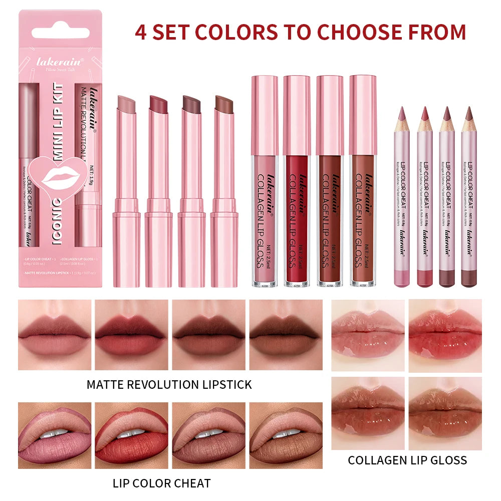 Waterproof Long Lasting Matte Black Lipstick Set Velvet Liquid Lip Gloss Lip Liner Set Red Stain Halloween Goth Makeup