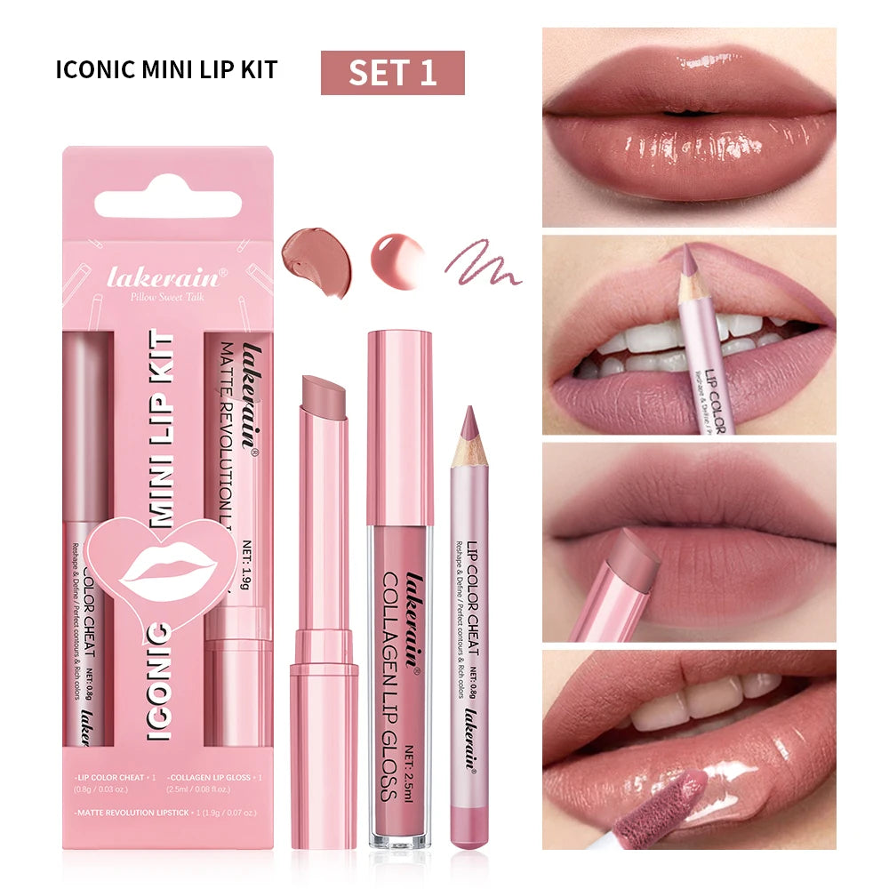 Waterproof Long Lasting Matte Black Lipstick Set Velvet Liquid Lip Gloss Lip Liner Set Red Stain Halloween Goth Makeup