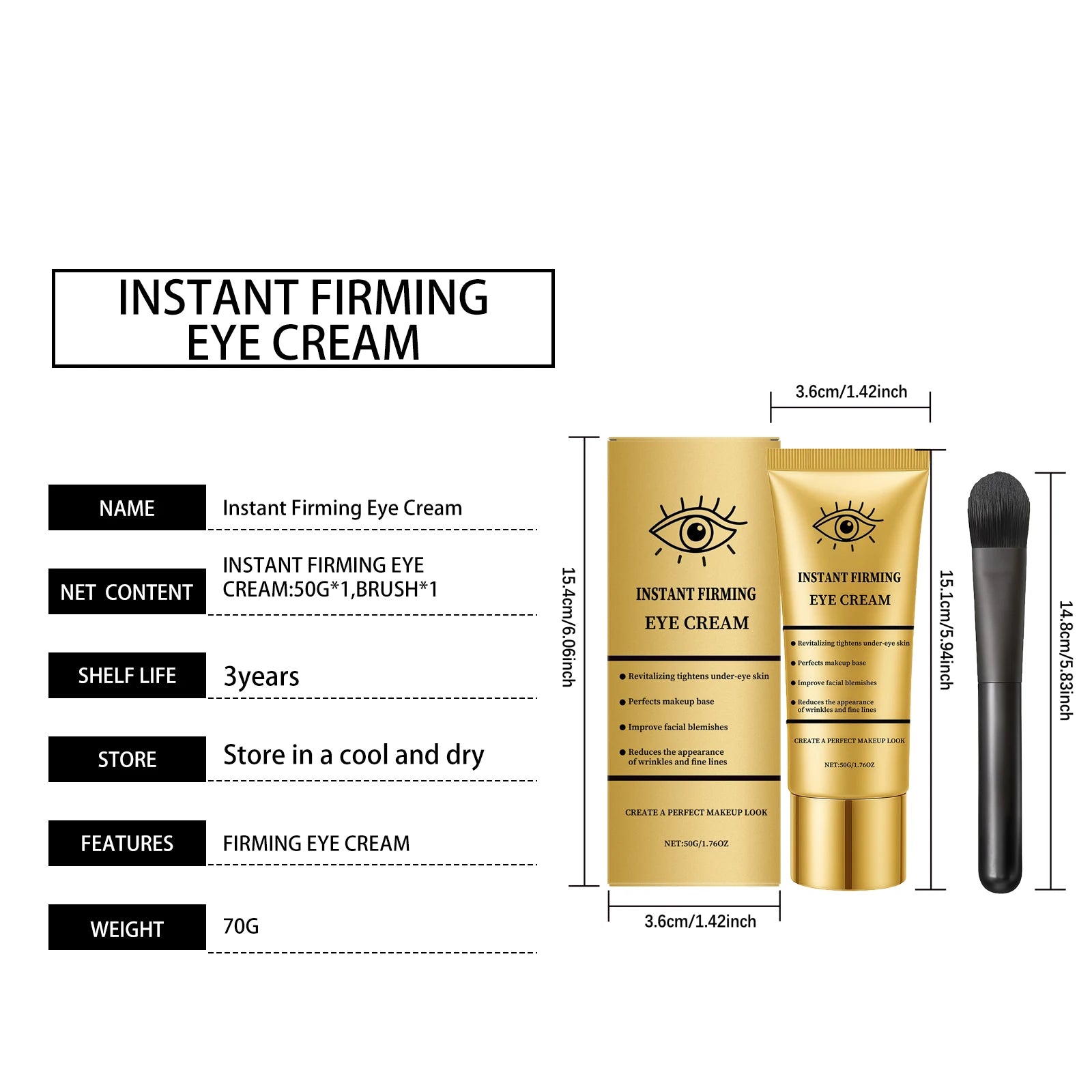 Temporary Tighten Eye Cream for Removal Eye Bags Anti Puffiness Dark Circles Removal Firming Increase Elasticity Massage EyeCare