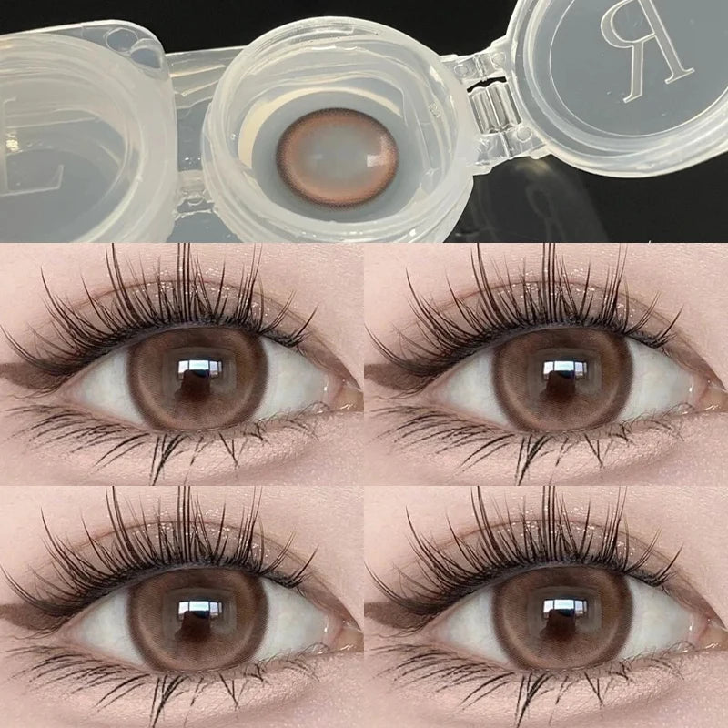 YIMEIXI 2pcs Colored Contacts for Eyes Nature Brown Colorful Eyes Prescription Lenses for Myopia Soft Round Yearly Fast Shipping